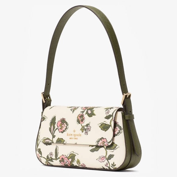 ♠️kate spade Madison Forest Blooms Floral Small Flap Shoulder Bag, Meringue NWT