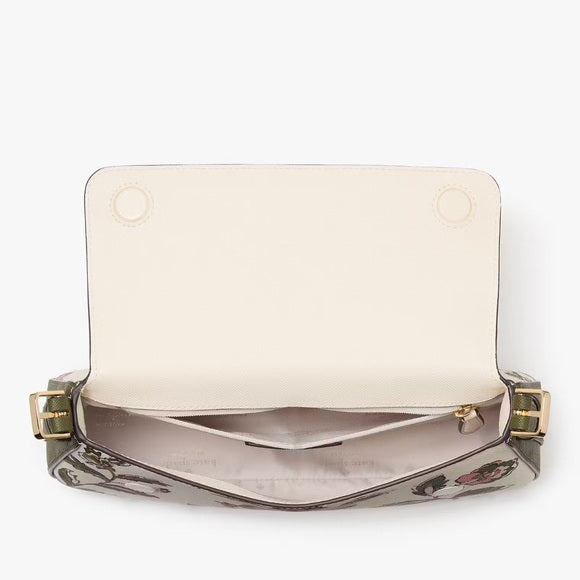 ♠️kate spade Madison Forest Blooms Floral Small Flap Shoulder Bag, Meringue NWT