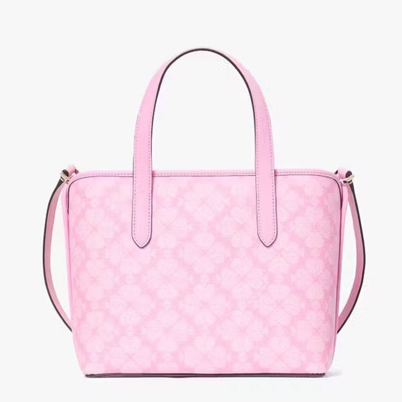 ♠️kate spade Flower Small Tote with Heart Dangle Tag Charm, Parisian Rose Pink