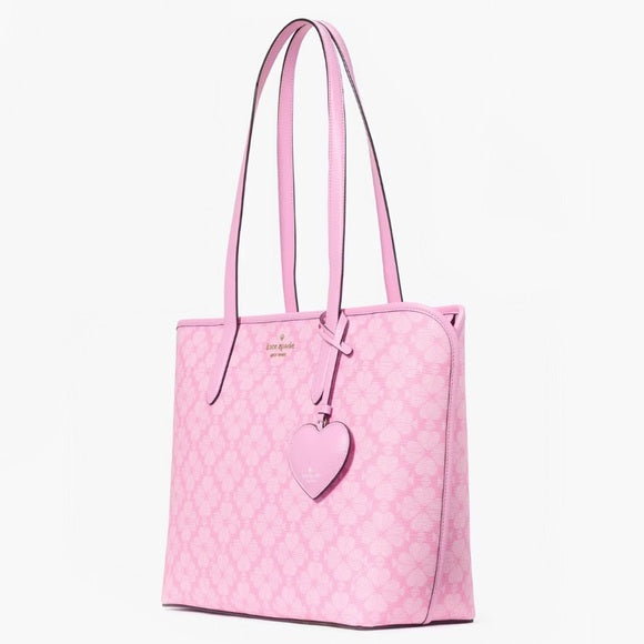 ♠️kate spade Flower Large Tote With Heart Dangle Charm, Parisian Rose Pink NWT