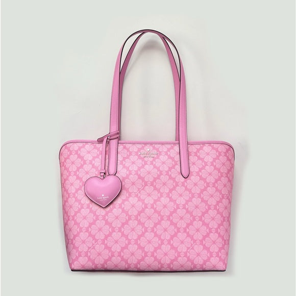 ♠️kate spade Flower Large Tote With Heart Dangle Charm, Parisian Rose Pink NWT