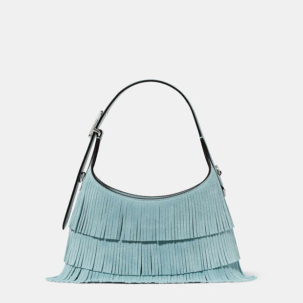 ♠️kate spade 454 Suede Fringe Mini Crossbody Bag, Aventurine NWT