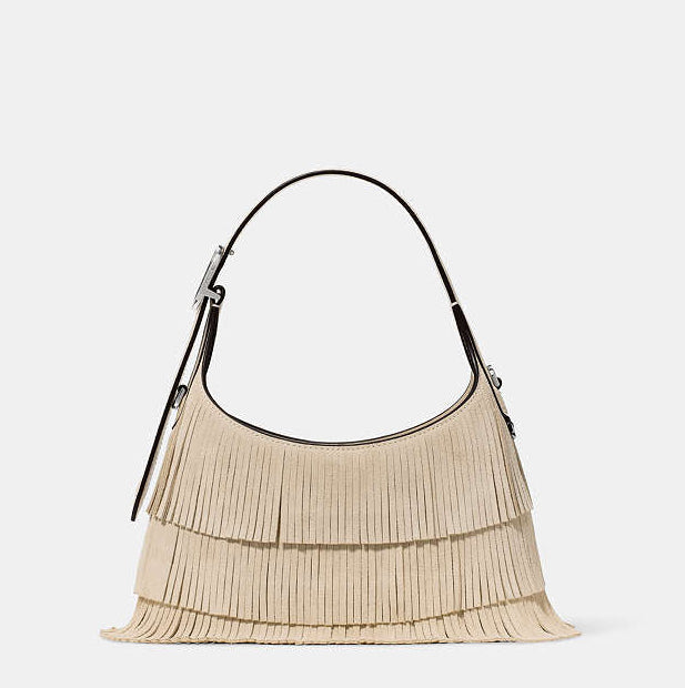 ♠️kate spade 454 Suede Fringe Mini Crossbody Bag, Light Sand NWT