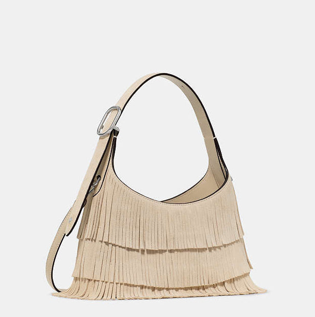 ♠️kate spade 454 Suede Fringe Mini Crossbody Bag, Light Sand NWT