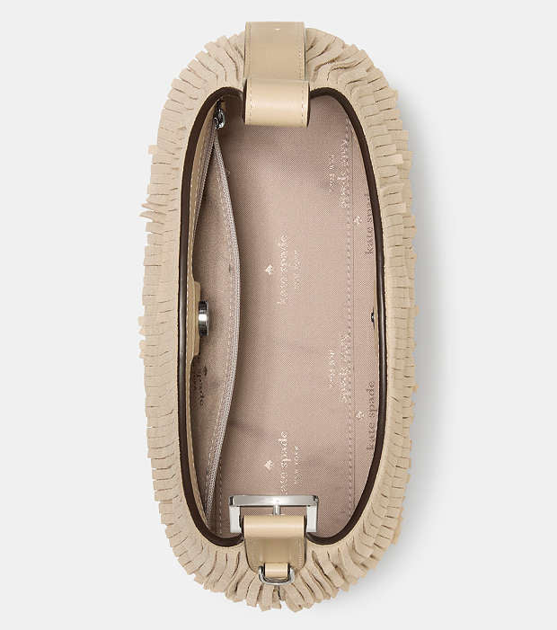 ♠️kate spade 454 Suede Fringe Mini Crossbody Bag, Light Sand NWT