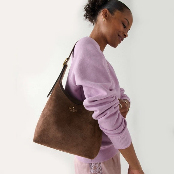 ♠️kate spade 454 Suede Small Shoulder Bag, Hot Fudge Chocolate Brown NWT