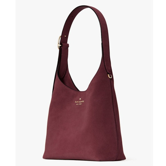 ♠️kate spade 454 Suede Small Shoulder Bag, Dark Merlot Burgundy Wine Red NWT