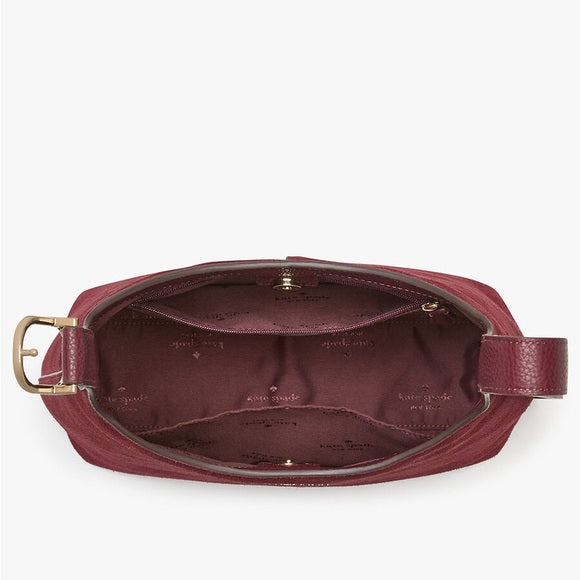 ♠️kate spade 454 Suede Small Shoulder Bag, Dark Merlot Burgundy Wine Red NWT