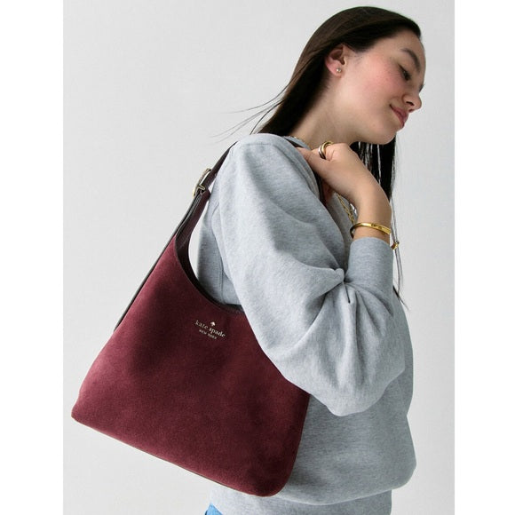 ♠️kate spade 454 Suede Small Shoulder Bag, Dark Merlot Burgundy Wine Red NWT