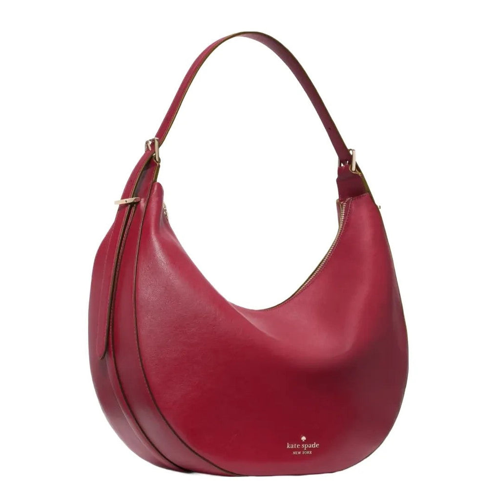 ♠️kate spade Nova Smooth Leather Large Crescent Shoulder Bag, Red Jam NWT