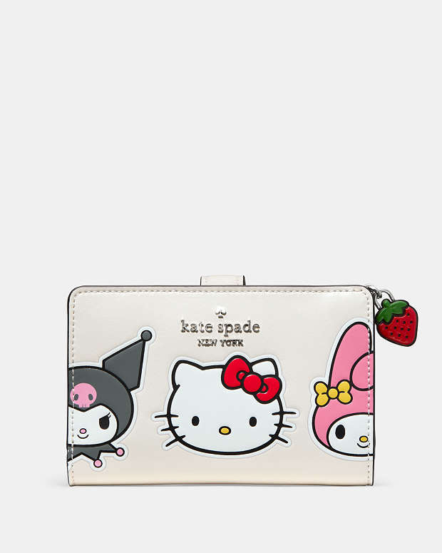 ♠️kate spade Hello Kitty And Friends X Kate Spade New York Medium Bifold Wallet, Cream Multi NWT