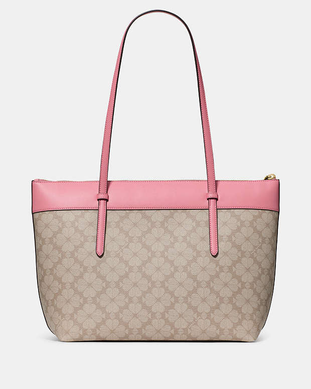 ♠️kate spade All Day Spade Flower Tote Bag With Charm, Dark Beige Grapefruit Multi NWT