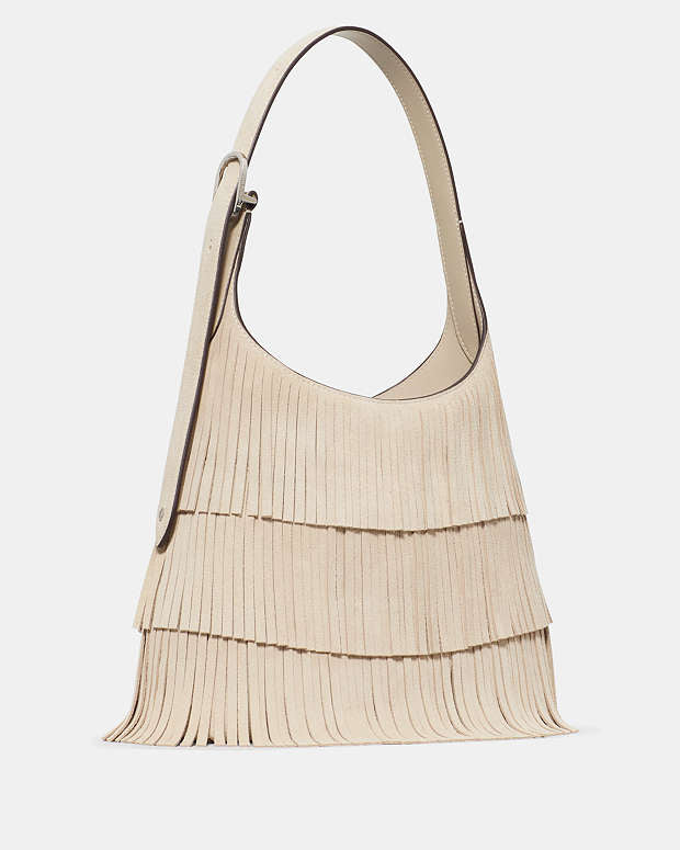 ♠️kate spade 454 Suede Fringe Small Shoulder Bag, Light Sand NWT