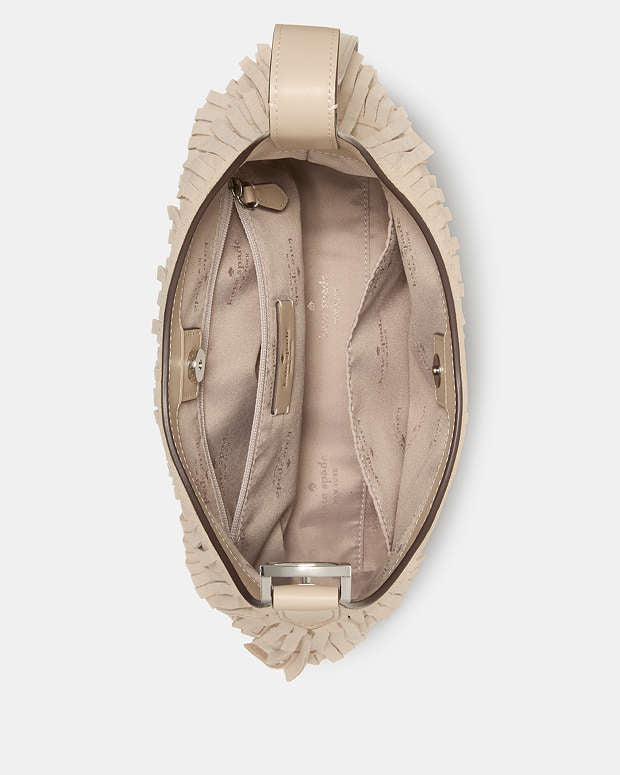 ♠️kate spade 454 Suede Fringe Small Shoulder Bag, Light Sand NWT
