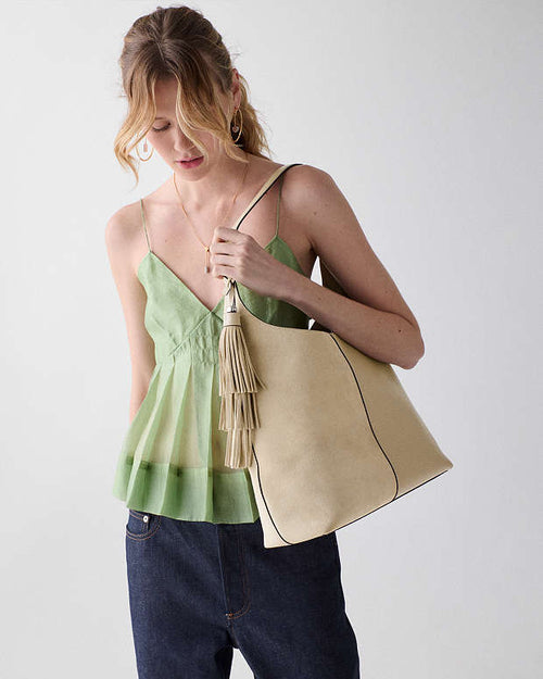 ♠️kate spade 454 Suede Fringe Large Shoulder Bag, Light Sand NWT