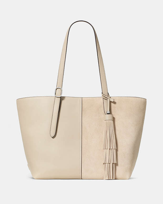 ♠️kate spade 454 Suede Fringe Tote Bag, Light Sand NWT