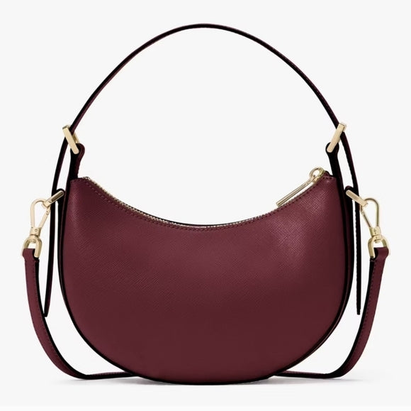 ♠️kate spade Nova Floral Applique Crescent Shoulder Bag, Dark Merlot NWT