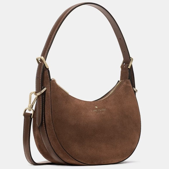 ♠️kate spade Nova Suede Small Crescent Shoulder Bag, Hot Fudge Brown NWT