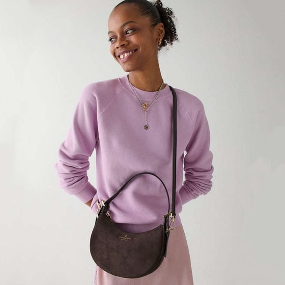 ♠️kate spade Nova Suede Small Crescent Shoulder Bag, Hot Fudge Brown NWT