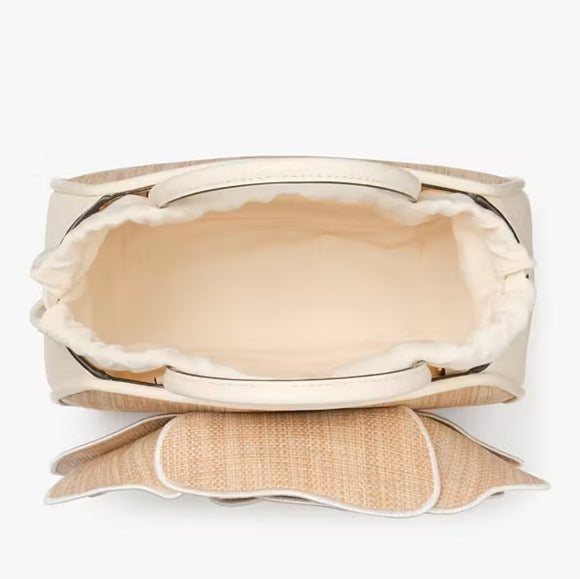 ♠️kate spade Flora 3D Rose Straw Crossbody, Natural NWT
