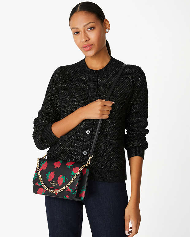 ♠️kate spade Madison Rose Toss Printed Flap Crossbody, NWT
