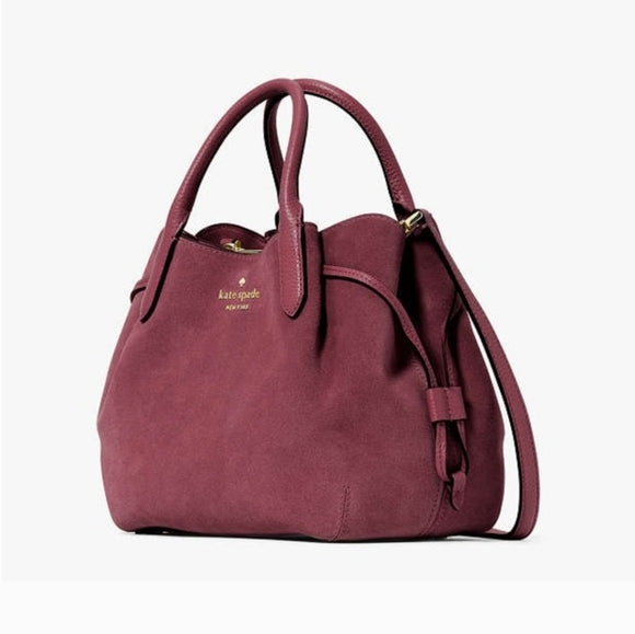 ♠️kate spade Dumpling Suede Small Satchel, Dark Merlot NWT