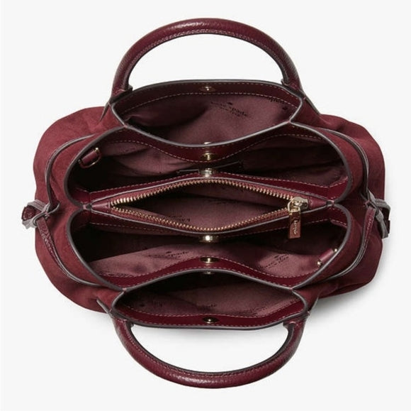 ♠️kate spade Dumpling Suede Small Satchel, Dark Merlot NWT