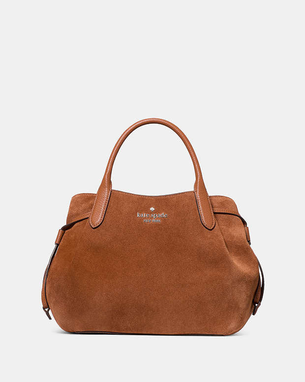 ♠️kate spade Dumpling Suede Small Satchel, Warm Gingerbread NWT