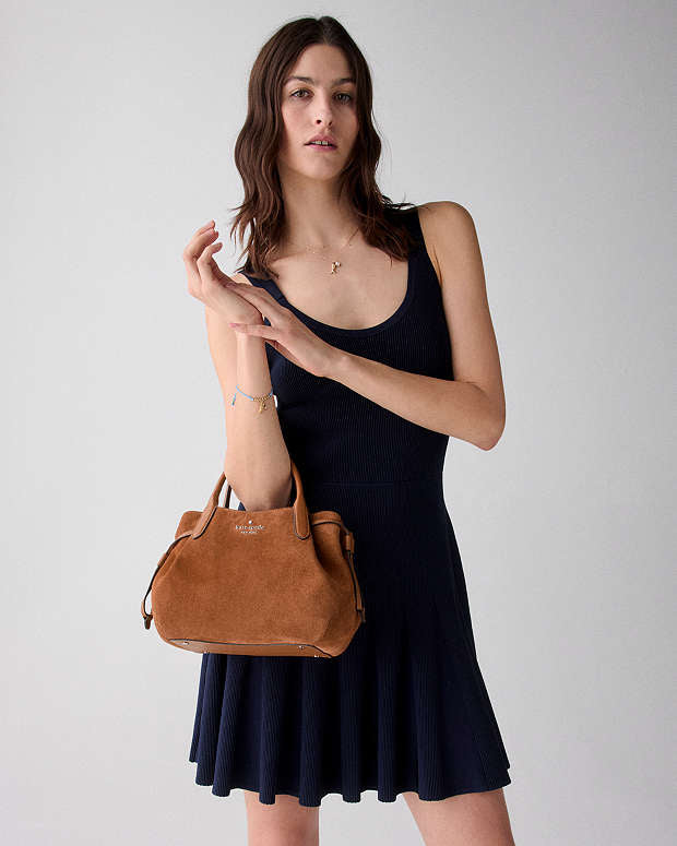 ♠️kate spade Dumpling Suede Small Satchel, Warm Gingerbread NWT
