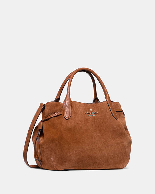 ♠️kate spade Dumpling Suede Small Satchel, Warm Gingerbread NWT