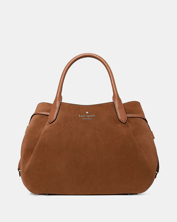 ♠️kate spade Dumpling Suede Large Satchel Bag, Warm Gingerbread NWT