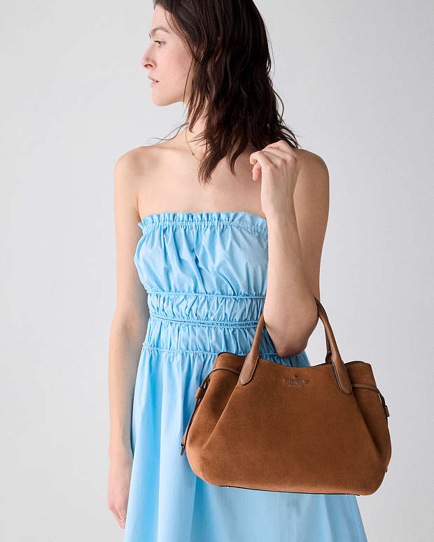 ♠️kate spade Dumpling Suede Large Satchel Bag, Warm Gingerbread NWT