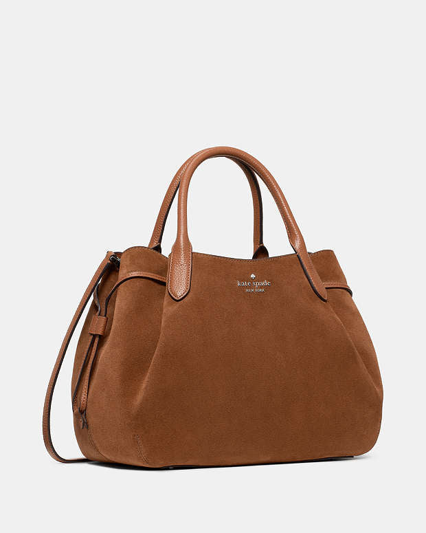 ♠️kate spade Dumpling Suede Large Satchel Bag, Warm Gingerbread NWT
