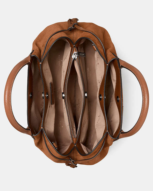 ♠️kate spade Dumpling Suede Large Satchel Bag, Warm Gingerbread NWT