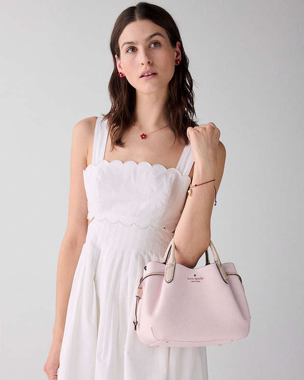 ♠️kate spade Dumpling Snake Embossed Small Satchel, Shimmer Pink Multi NWT