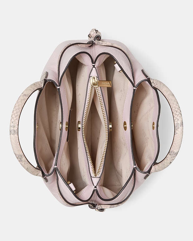 ♠️kate spade Dumpling Snake Embossed Small Satchel, Shimmer Pink Multi NWT