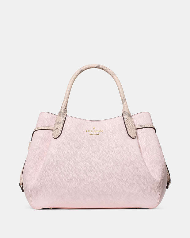 ♠️kate spade Dumpling Snake Embossed Large Satchel Bag, Shimmer Pink Multi NWT