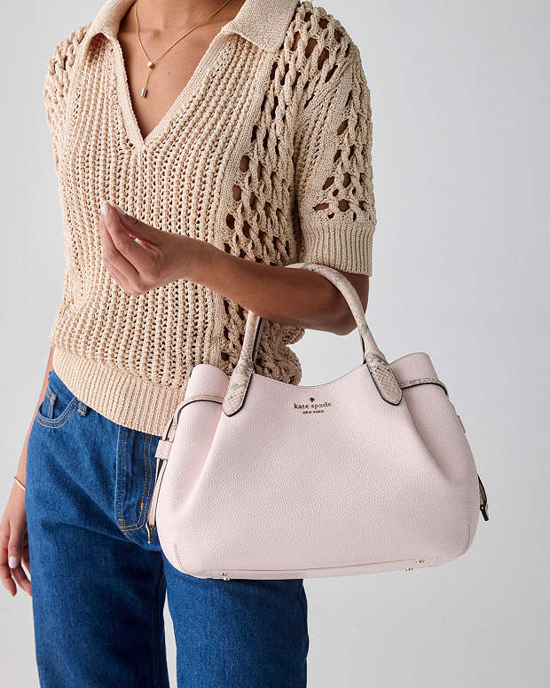 ♠️kate spade Dumpling Snake Embossed Large Satchel Bag, Shimmer Pink Multi NWT