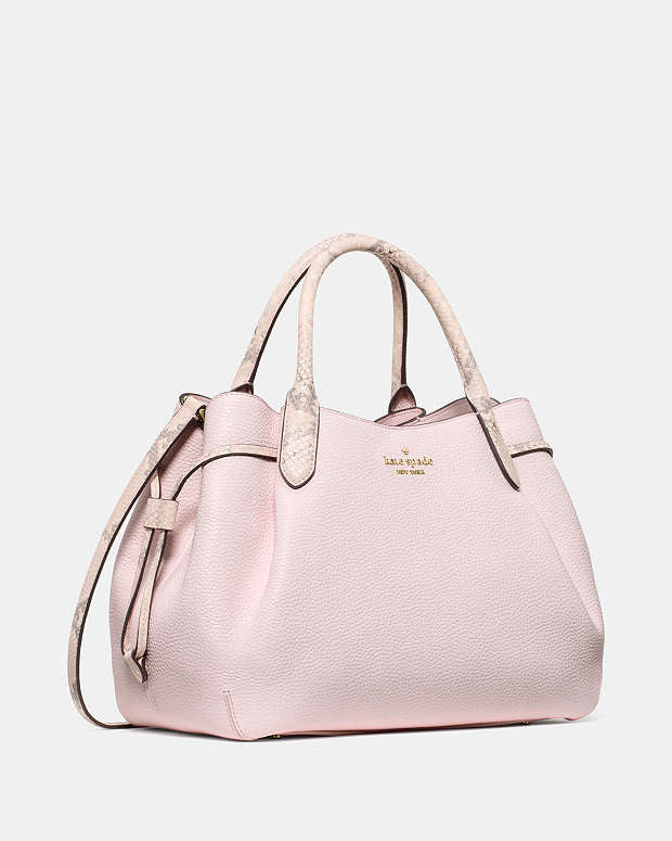 ♠️kate spade Dumpling Snake Embossed Large Satchel Bag, Shimmer Pink Multi NWT