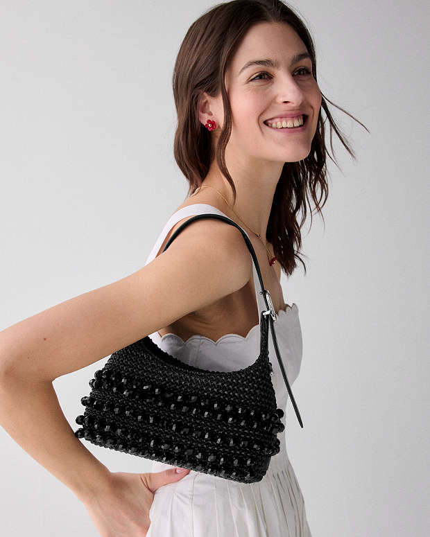 ♠️kate spade 454 Straw Mini Crossbody Bag, Black NWT