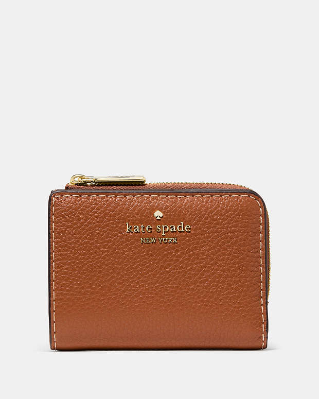 ♠️kate spade Small L-zip Wallet, Warm Gingerbread NWT
