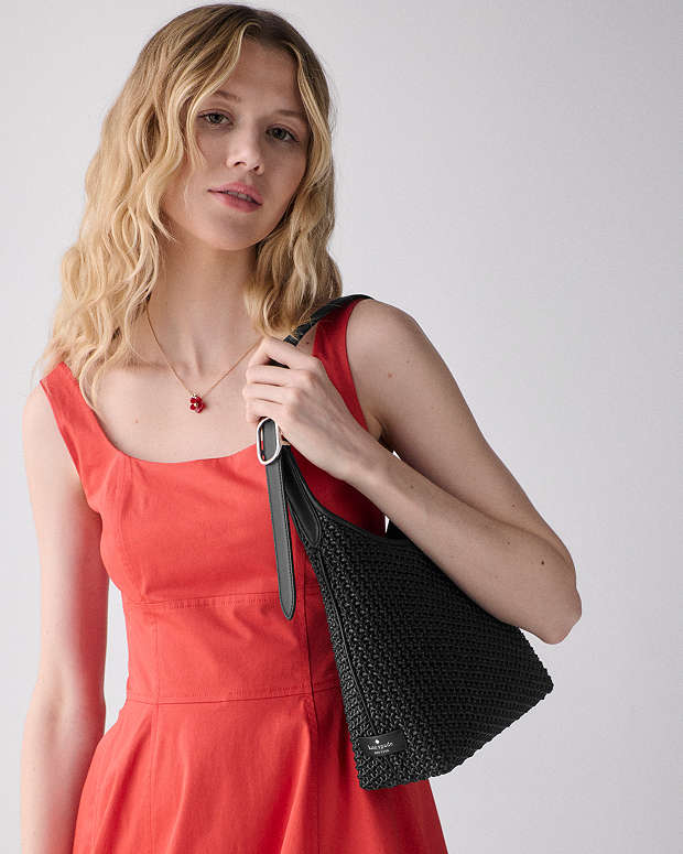 ♠️kate spade 454 Straw Small Shoulder Bag, Black NWT