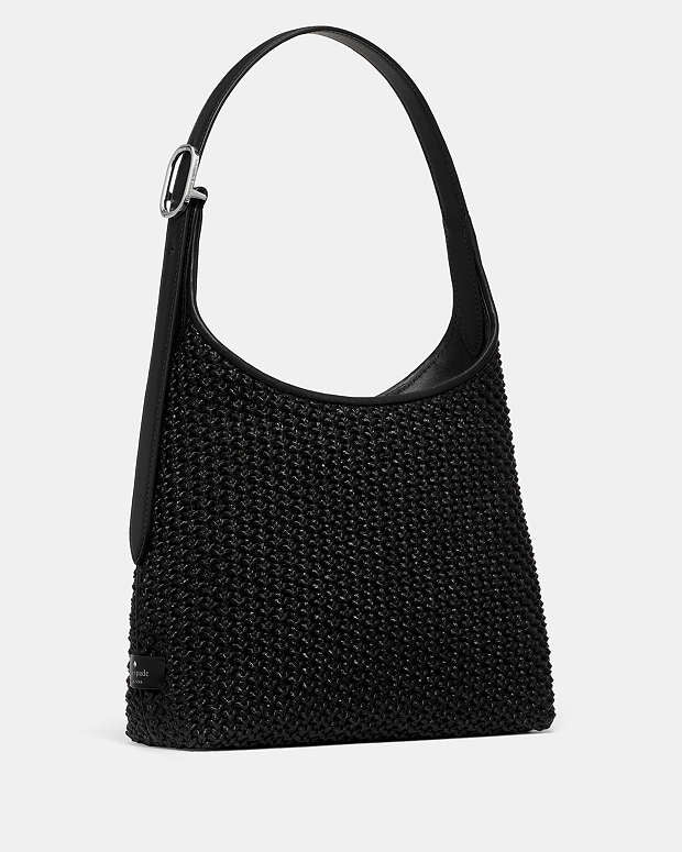 ♠️kate spade 454 Straw Small Shoulder Bag, Black NWT