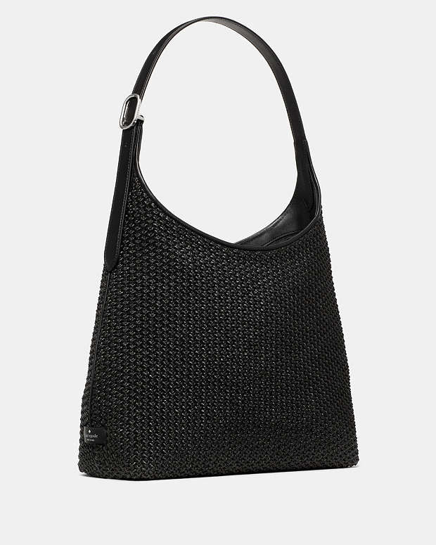 ♠️kate spade 454 Straw Large Shoulder Bag, Black NWT